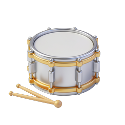 Premium 3D Drum Musical Instrument Icon | Silver & Gold
