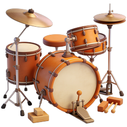 3D Drum Set Icon - Percussion Musical Instrument