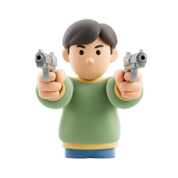 Dual Wielding Action Character 3D Icon