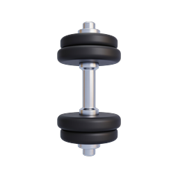 Realistic 3D Dumbbell Weight Icon for Fitness Apps