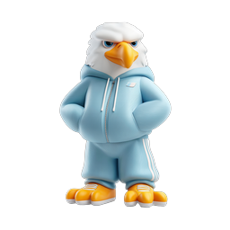 Eagle Athlete Character 3D Icon in Blue Sportswear