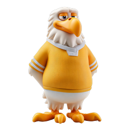 3D Cartoon Eagle Bird Character in Sports Sweater