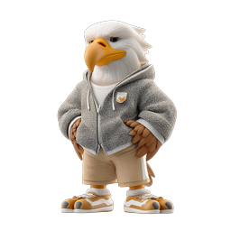 Stylized Bald Eagle Character 3D Icon