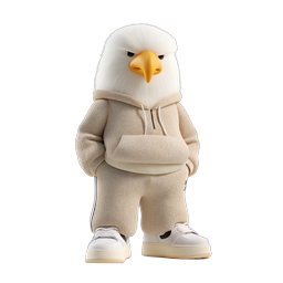 Stylish Bald Eagle Character in Streetwear 3D Icon