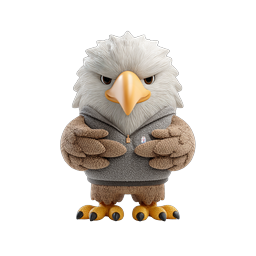 Stylish Eagle Character in Gray Hoodie - 3D Mascot Icon