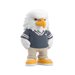 3D Bald Eagle Mascot Character Icon in Sports Jersey