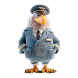 Персонаж орёл-пилот – 3D-иконка иллюстрации