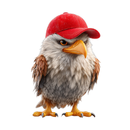 Eagle Red Cap 3D Realistic Bird Character Icon