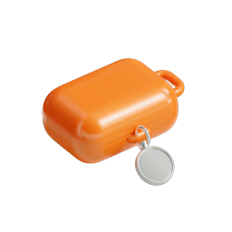 Orange Earbuds Case Icon with Keychain | 3D Render