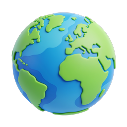 3D Earth Globe Icon - Planet World Nature Illustration