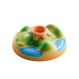 3D Clay Earth Planet with Volcano Icon