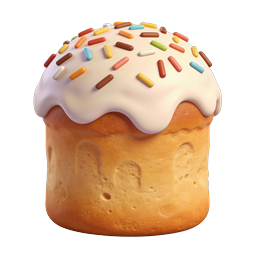 Easter Bread Icon - 3D Rendered Kulich with Sprinkles