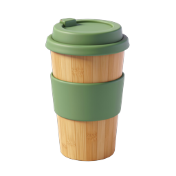 Eco-Friendly Bamboo Coffee Cup with Green Silicone Lid