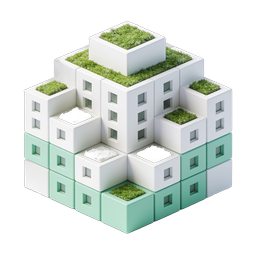 Eco-Friendly Building Blocks Isometric Icon | Sustainable Architecture