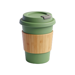 Eco-Friendly Reusable Coffee Cup Icon | Sustainable Bamboo
