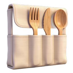 Eco-Friendly Wooden Cutlery Pouch Icon | Sustainable Dining