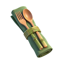 Eco-Friendly Bamboo Dining Utensils Icon | Sustainable Cutlery Set