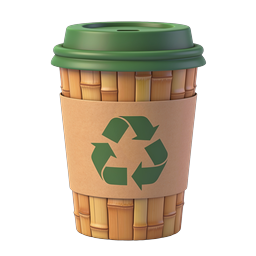Eco-Friendly Bamboo Cup with Green Lid Icon