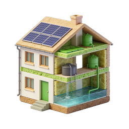 Eco-Friendly Sustainable House with Solar Panels Icon
