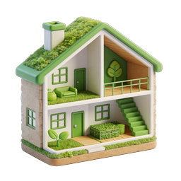 Eco-Friendly Green House 3D Icon | Sustainable Home Design