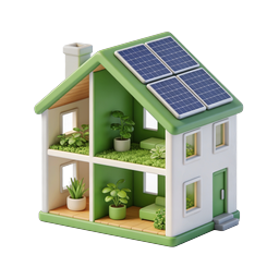 Eco-Friendly Solar House Icon - Sustainable Green Home