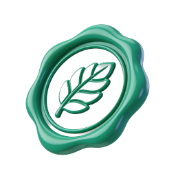 Eco Green Leaf Seal Badge Icon - 3D Realistic Design