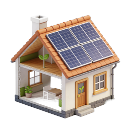 Eco-Friendly Solar Panel House 3D Isometric Icon