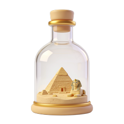 Egyptian Pyramid Sphinx Glass Bottle Diorama Icon