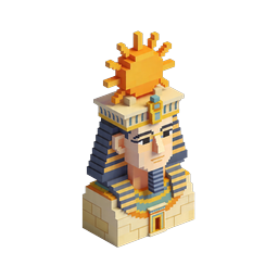 Egyptian Pharaoh Voxel 3D Icon - Ancient Egypt Pixel Art