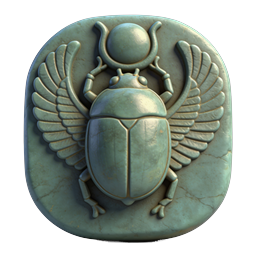 Egyptian Scarab Beetle Icon with Sun Disc - Ancient Symbol