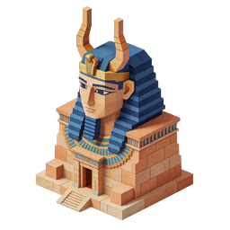 Isometrisches 3D-Icon der Ägyptischen Sphinx mit Pharaonen-Kopfschmuck