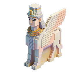 이집트 스핑크스 Voxel 3D 아이콘 - 픽셀 아트 디자인