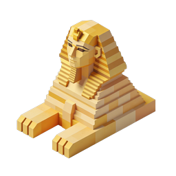 Egyptian Sphinx Isometric 3D Golden Icon