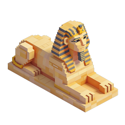 Egyptian Sphinx Voxel Icon - Isometric 3D Pixel Art