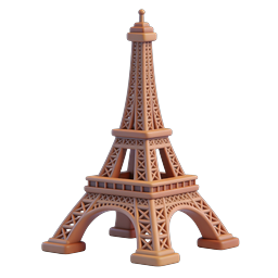 Icono 3D de Torre Eiffel estilo arcilla – monumento parisino