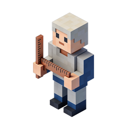 Elder Craftsman Voxel Character Icon | 3D Pixel Art