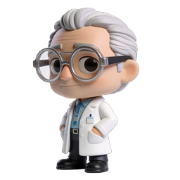 Icona personaggio medico anziano 3D carino con occhiali