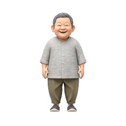 3D Elderly Grandmother Character Illustration Icon