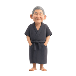 Uomo anziano in accappatoio - icona personaggio clay 3D