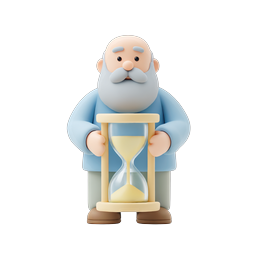 Elderly Man with Hourglass - 3D Time Icon