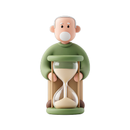 Elderly Man Holding Hourglass 3D Icon - Time & Aging