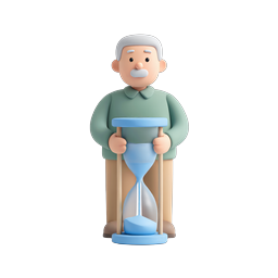 Elderly Man with Hourglass 3D Clay Icon