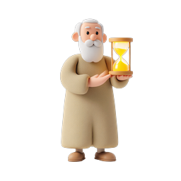 Elderly Man with Hourglass 3D Icon - Time & Wisdom