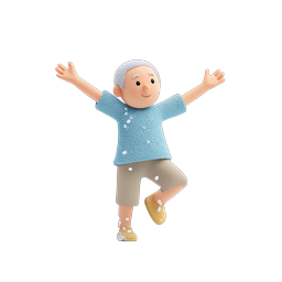 Joyful Elderly Man Jumping in Water Splashes Icon