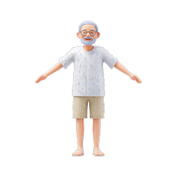 ไอคอนตัวละคร 3D ชายสูงอายุในชุดเปียก