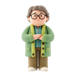 Icono de personaje 3D de mujer mayor amable