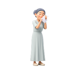 Icône de personnage 3D d'une femme âgée pleurant avec un mouchoir