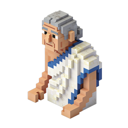 ไอคอนตัวละคร 3D หญิงชราแบบ Voxel - ศิลปะบล็อกแบบ Isometric
