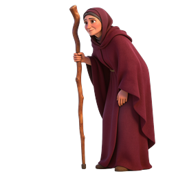 Ícone de personagem 3D de idosa com bengala