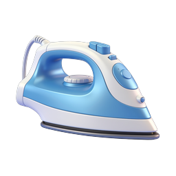 Electric Clothes Iron 3D Icon - Blue Household Appliance
